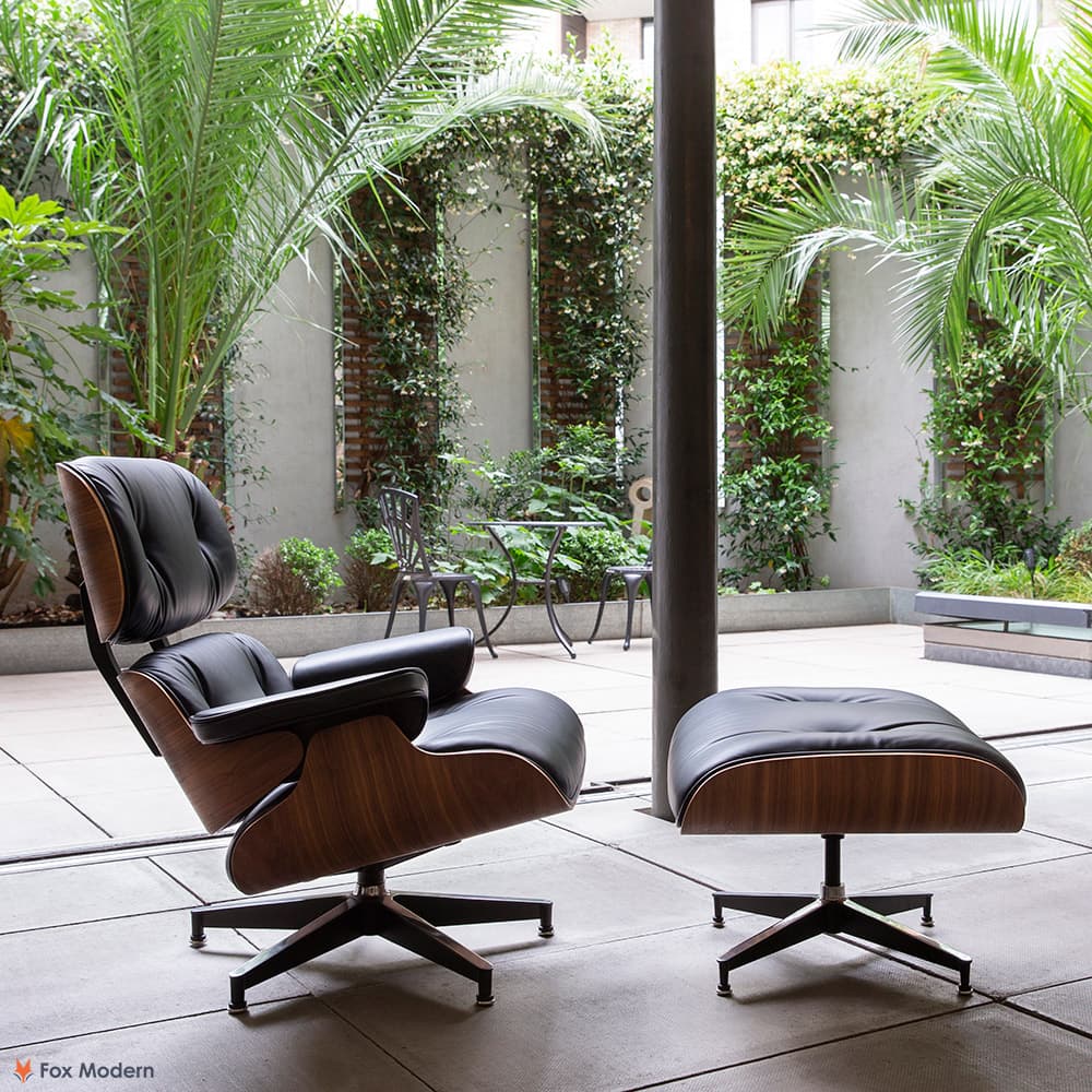 Right side view of Eames Lounge Chair & Ottoman shown in a living space