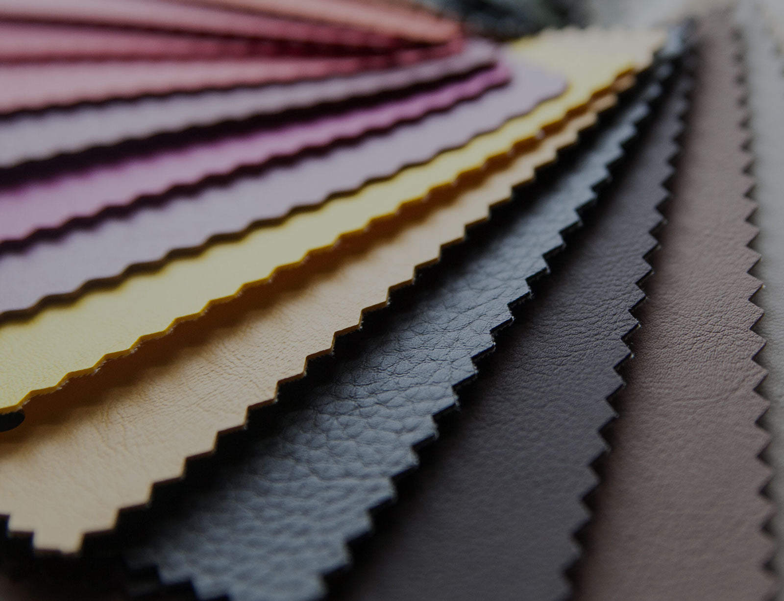 An image displaying a range of leathers in a splayed display
