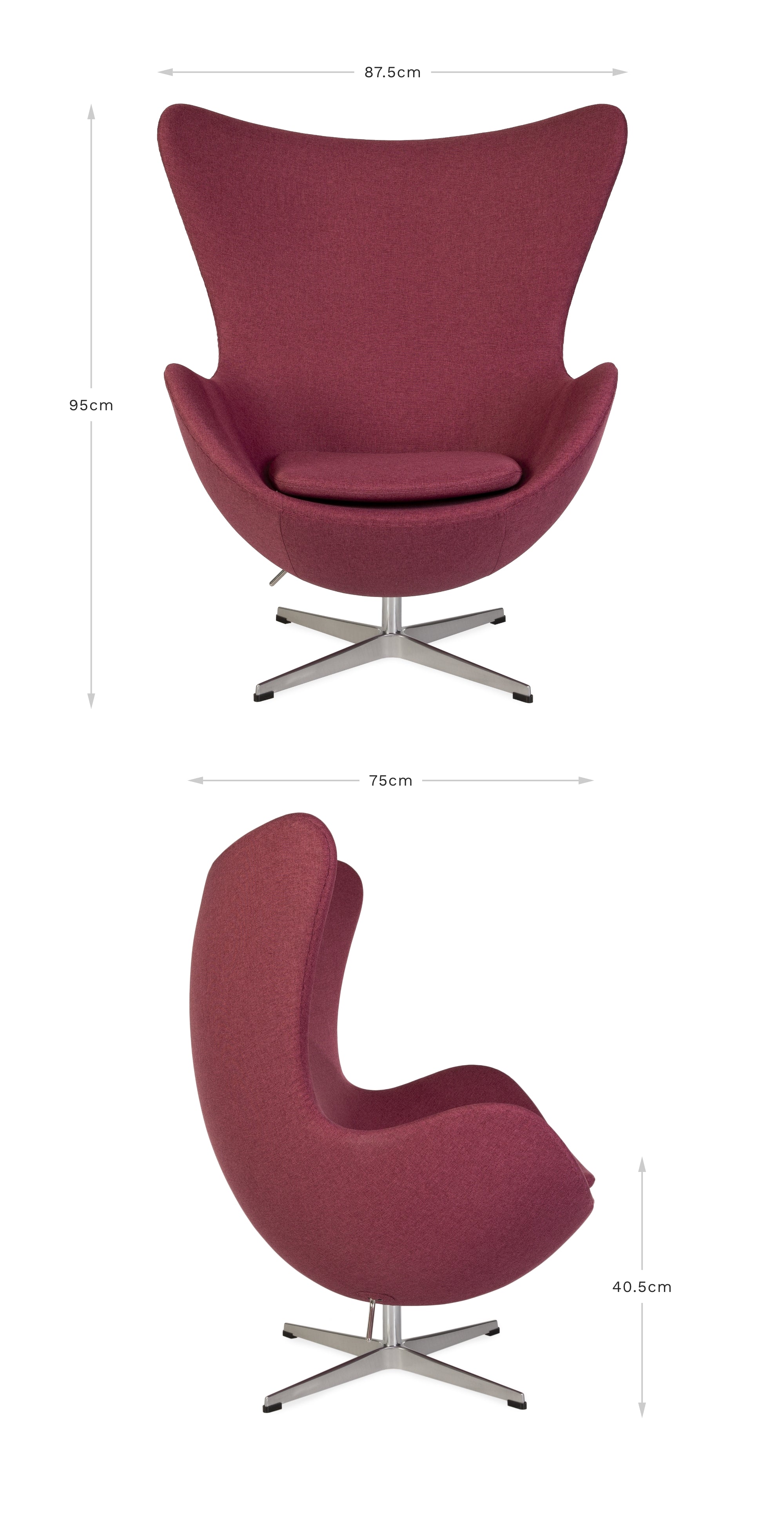 Fabric Arne Jacobsen Egg Chair Free UK Delivery