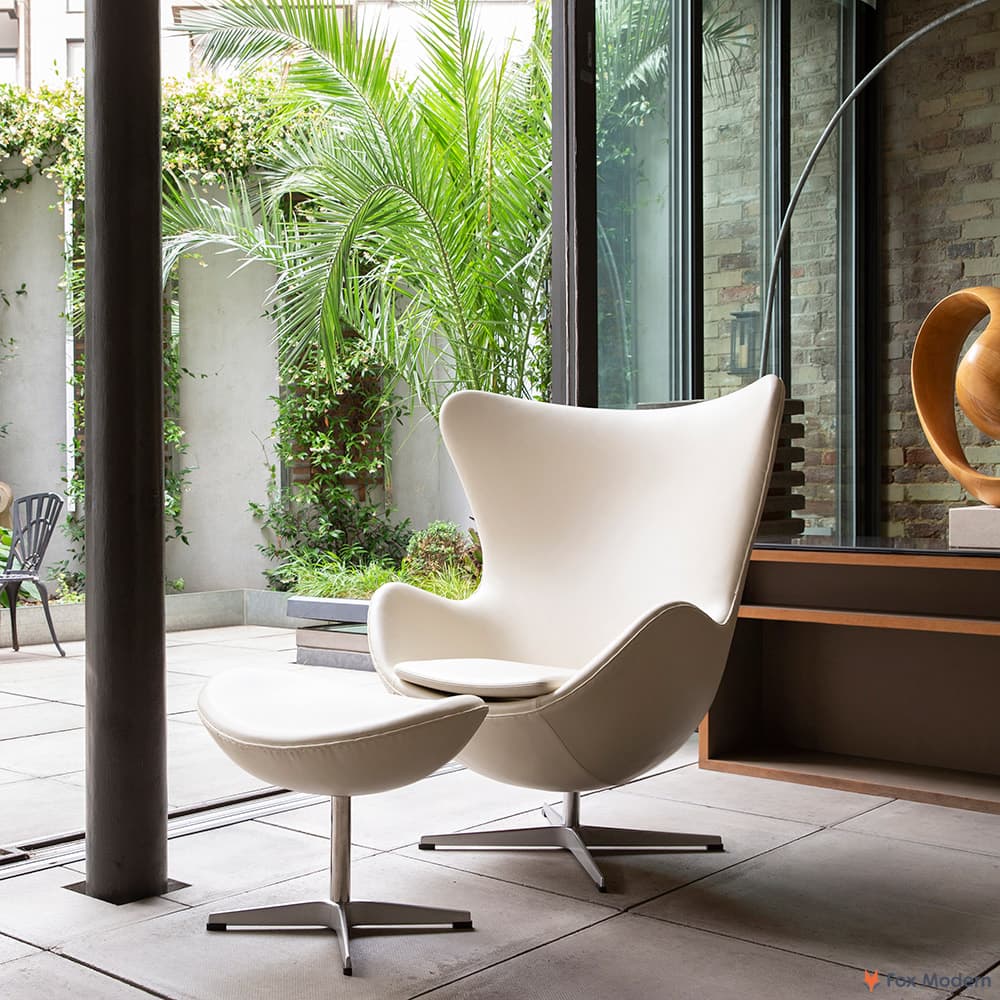 The Jacobsen Egg Chair Ottoman in Deluxe Leather